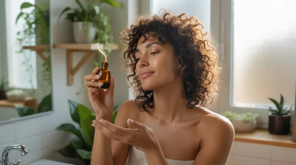 Step-by-step demonstration of applying organic castor oil for wellness routine