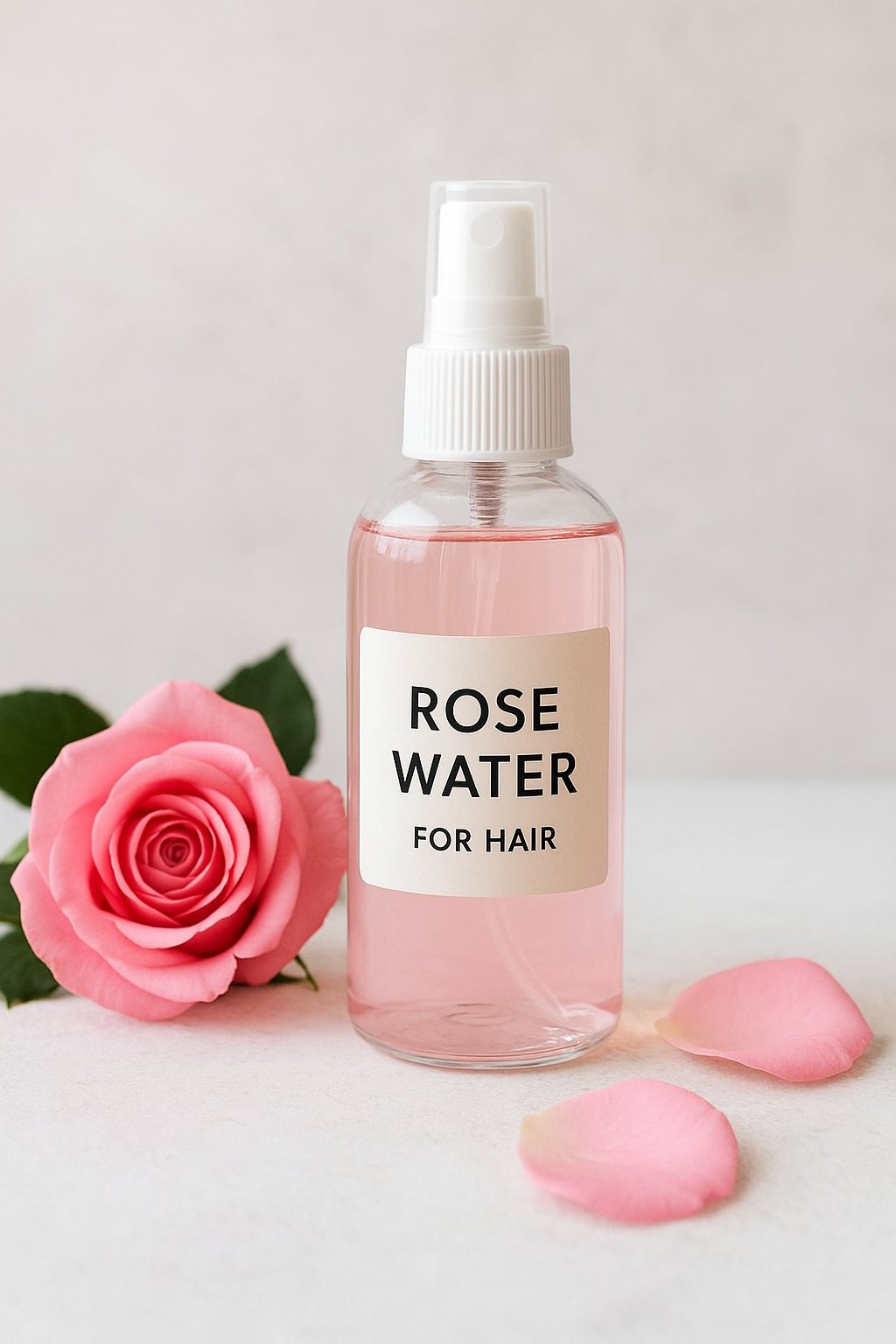 Rose water for hair. Image generated with AI – illustrative purpose only.