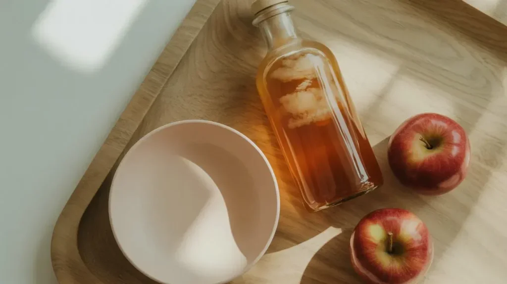 Raw unfiltered apple seed vinegar with the mother strands for hair care