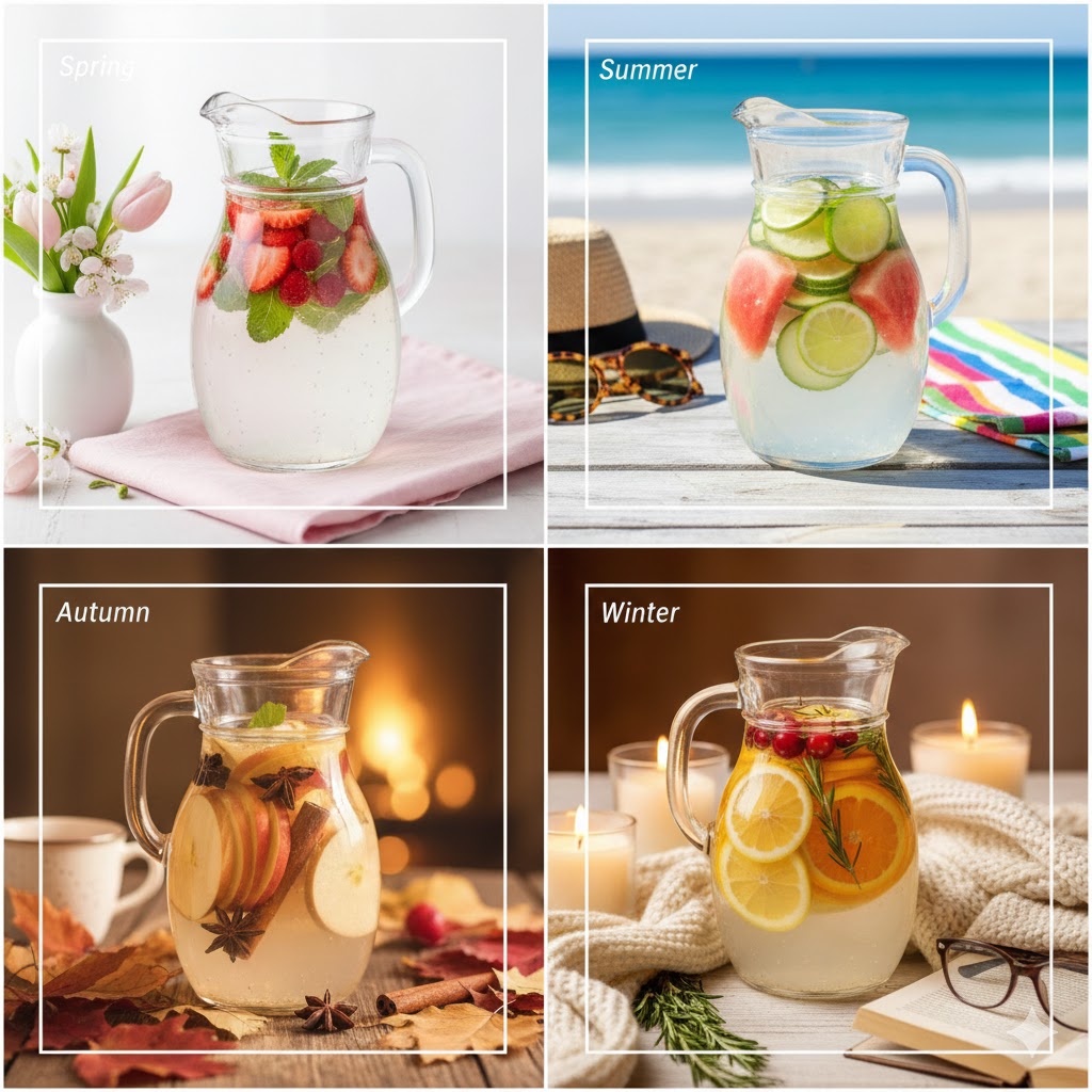 Spring infusion recipes featuring fresh strawberry mint water with seasonal berries and herbs for refreshing hydration
